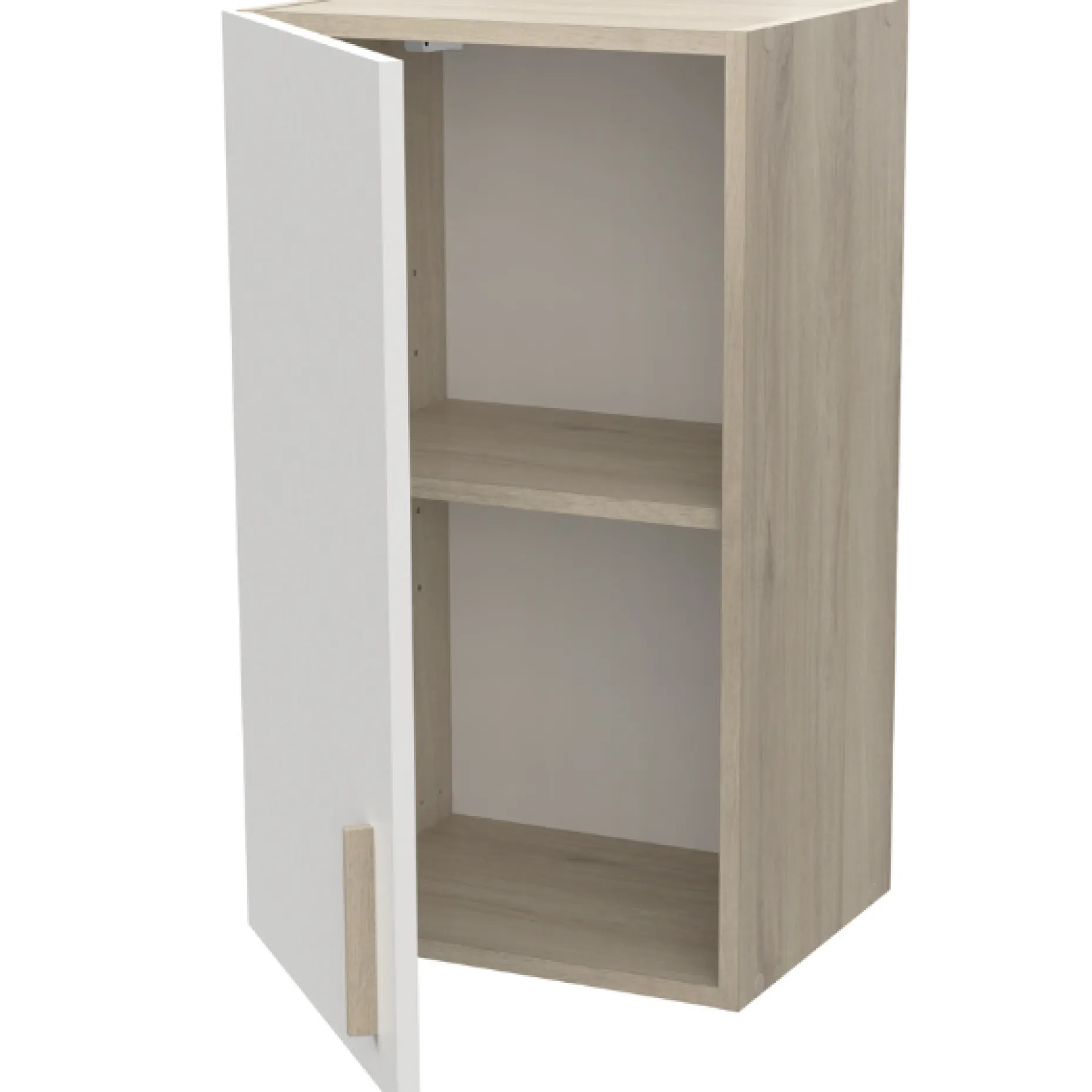 Romanie 40 cm Kleiderschrank 1 Drehtür und 1 Einlegeboden Kronberg Eiche/Mattweiß