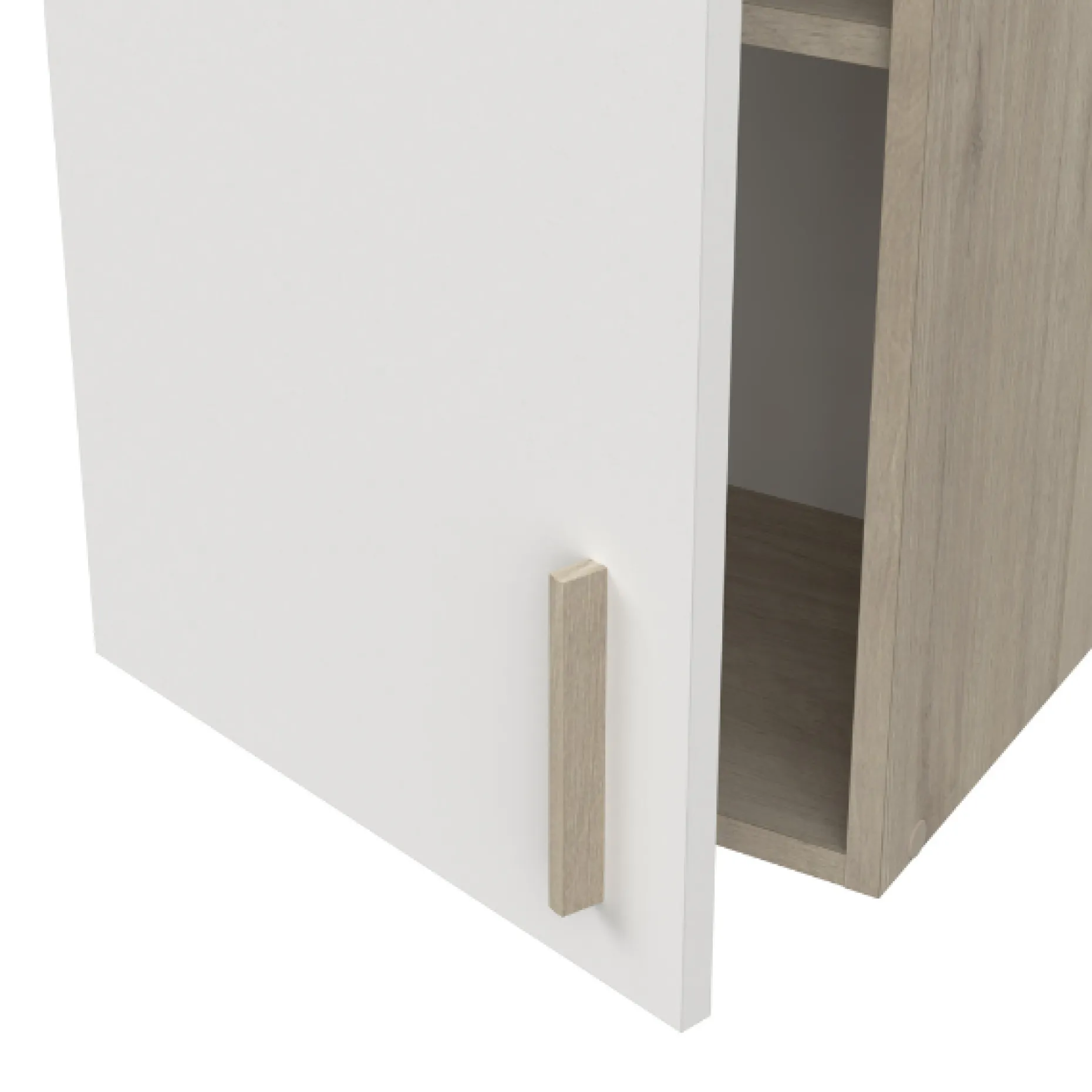 Romanie 40 cm Kleiderschrank 1 Drehtür und 1 Einlegeboden Kronberg Eiche/Mattweiß