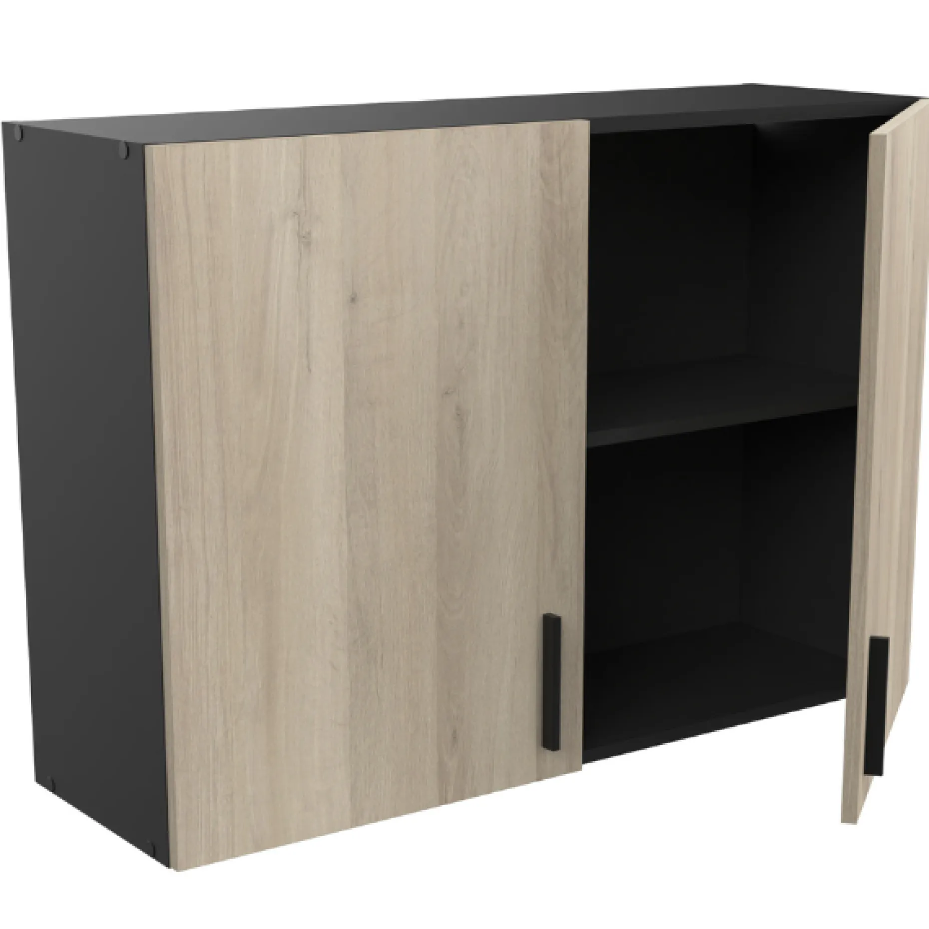 Romanie Hängeelement 100 cm 2 Flügeltüren und 1 Einlegeboden Kronberg Eiche/mattschwarz
