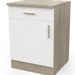 Romanie Unterschrank 60 cm 1 Schublade, 1 Drehtür und 1 Einlegeboden Kronberg Eiche/Mattweiß