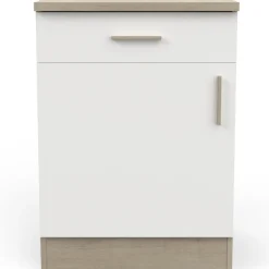 Romanie Unterschrank 60 cm 1 Schublade, 1 Drehtür und 1 Einlegeboden Kronberg Eiche/Mattweiß