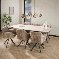 Emob Romano Danish Oval Esstisch 215 cm / 3D Keramik Travertin