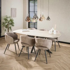 Emob Romano Danish Oval Esstisch 215 cm / 3D Keramik Travertin