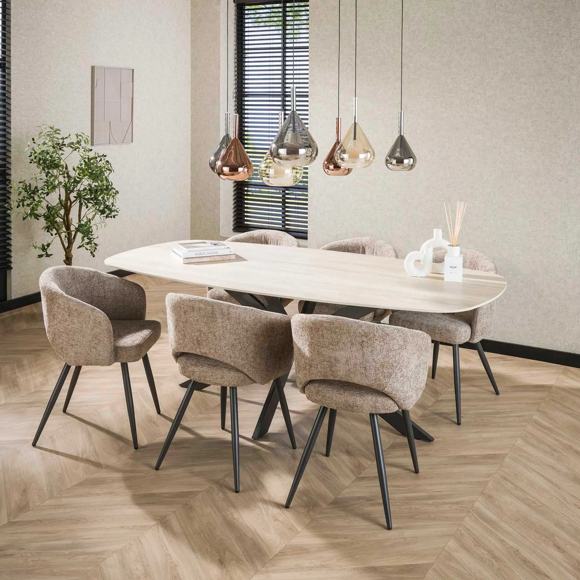Emob Romano Danish Oval Esstisch 215 cm / 3D Keramik Travertin