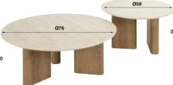 Emob Romano Runder Keramischer Travertin Couchtisch Set/2