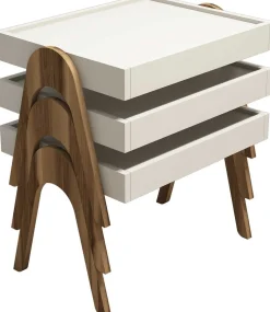 Emob Roma Satztisch (3-teilig) | 100 % MELAMIN | Walnuss, Creme