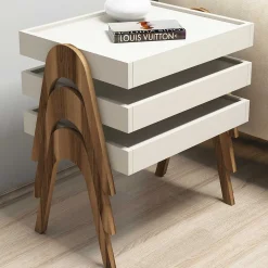 Emob Roma Satztisch (3-teilig) | 100 % MELAMIN | Walnuss, Creme