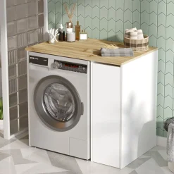 SA1 Badezimmerschrank | 100 % MELAMIN | Walnuss, Weiß