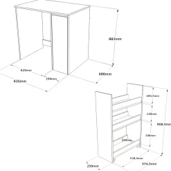 SA1 Badezimmerschrank | 100 % MELAMIN | Walnuss, Weiß