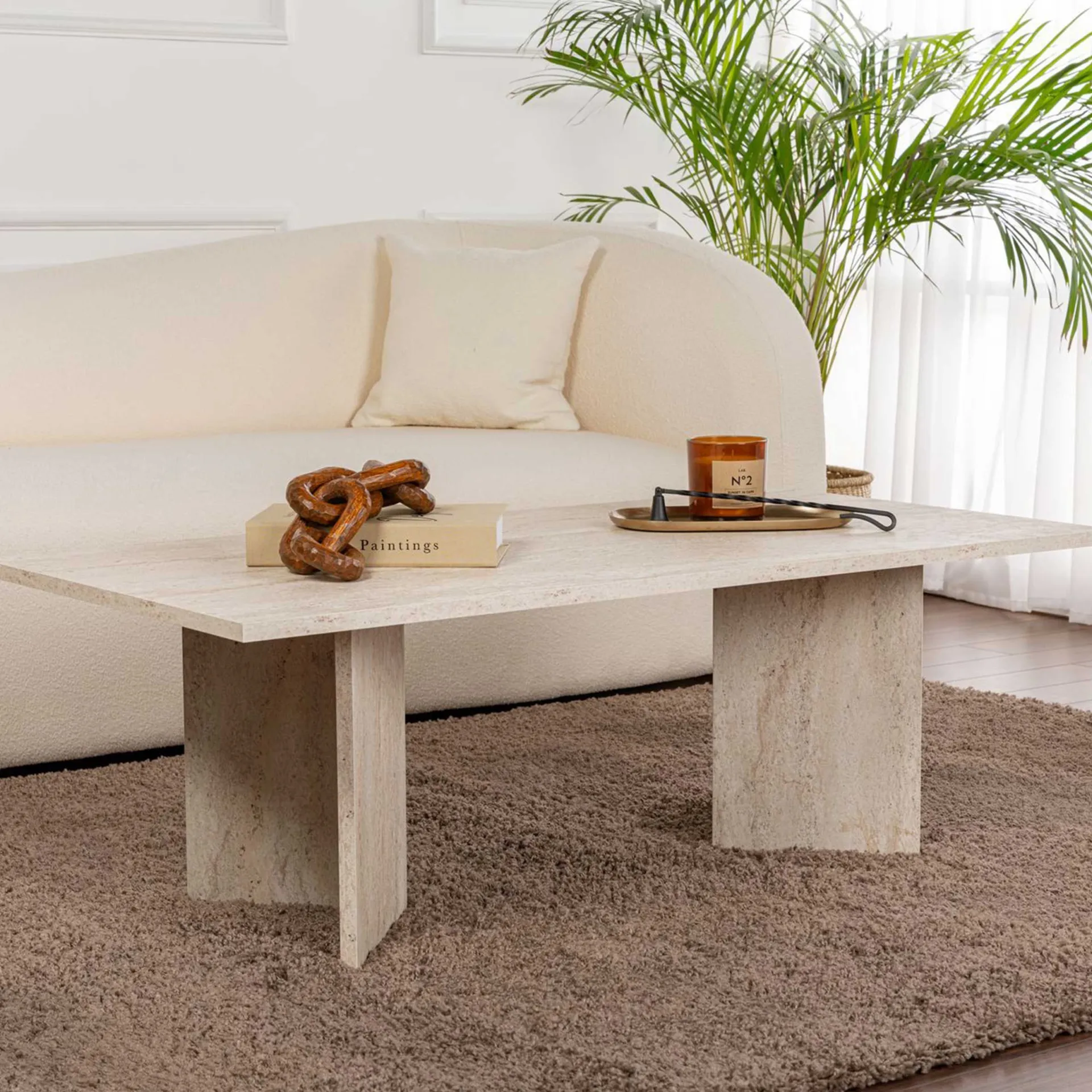 Emob Sabin Couchtisch | 100 % MELAMIN | Travertin