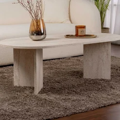 Emob Sable Couchtisch | 100 % MELAMIN | Travertin