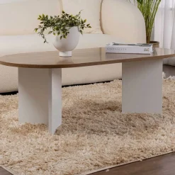 Emob Sable Couchtisch | 100 % MELAMIN | Walnuss, Weiß