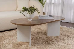 Emob Sable Couchtisch | 100 % MELAMIN | Walnuss, Weiß