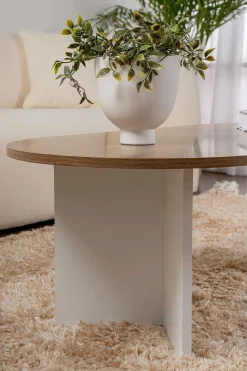 Emob Sable Couchtisch | 100 % MELAMIN | Walnuss, Weiß