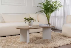 Emob Sable Couchtisch | 100 % MELAMIN | Walnuss, Weiß
