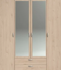 Salvador Kleiderschrank mit Spiegel, 4 Türen und 2 Schubladen - jackson oak