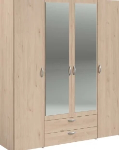Salvador Kleiderschrank mit Spiegel, 4 Türen und 2 Schubladen - jackson oak