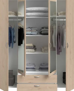 Salvador Kleiderschrank mit Spiegel, 4 Türen und 2 Schubladen - jackson oak