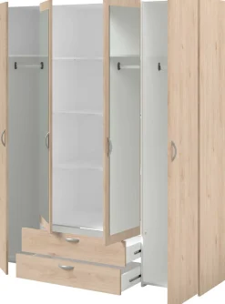 Salvador Kleiderschrank mit Spiegel, 4 Türen und 2 Schubladen - jackson oak