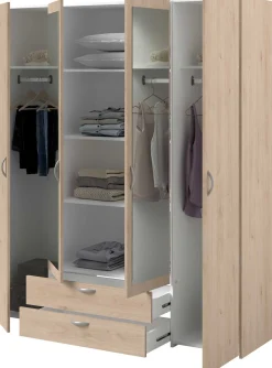 Salvador Kleiderschrank mit Spiegel, 4 Türen und 2 Schubladen - jackson oak