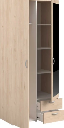 Salvador Kleiderschrank mit Spiegel, 2 Türen und 2 Schubladen - Jackson Eiche