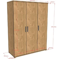 SammieBabyzimmer : Ausziehbett, Kommode mit Wickeltisch, Kleiderschrank - Eichendekor