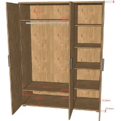SammieBabyzimmer : Ausziehbett, Kommode mit Wickeltisch, Kleiderschrank - Eichendekor