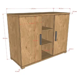 SammieBabyzimmer : Ausziehbett, Kommode mit Wickeltisch, Kleiderschrank - Eichendekor