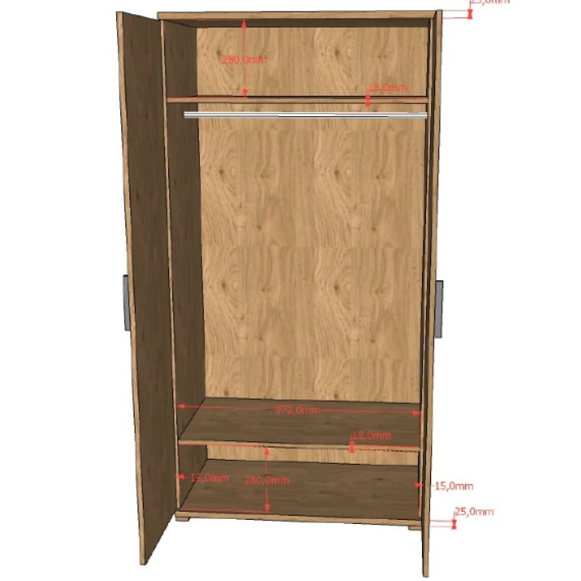 SammieBabyzimmer : Ausziehbett, Kommode mit Wickeltisch, Kleiderschrank - Eichendekor