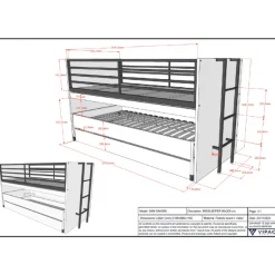 Sammie Halbhochbett 90x200cm mit 2 Betten, Bettkasten und Schreibtisch - weiß