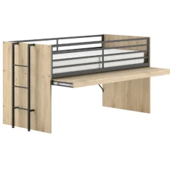 Sammie Halbhochbett 90x200cm - mit Schreibtisch - Eiche Dekor