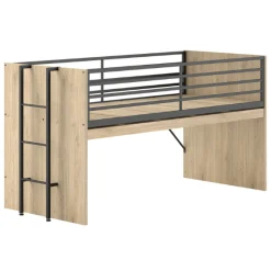 Sammie Halbhochbett 90x200cm - mit Schreibtisch und Kommode - Eiche Dekor