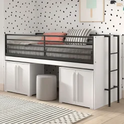 Sammie Halbhohes Bett 90x200cm - mit Schreibtisch und Kommode - weiß