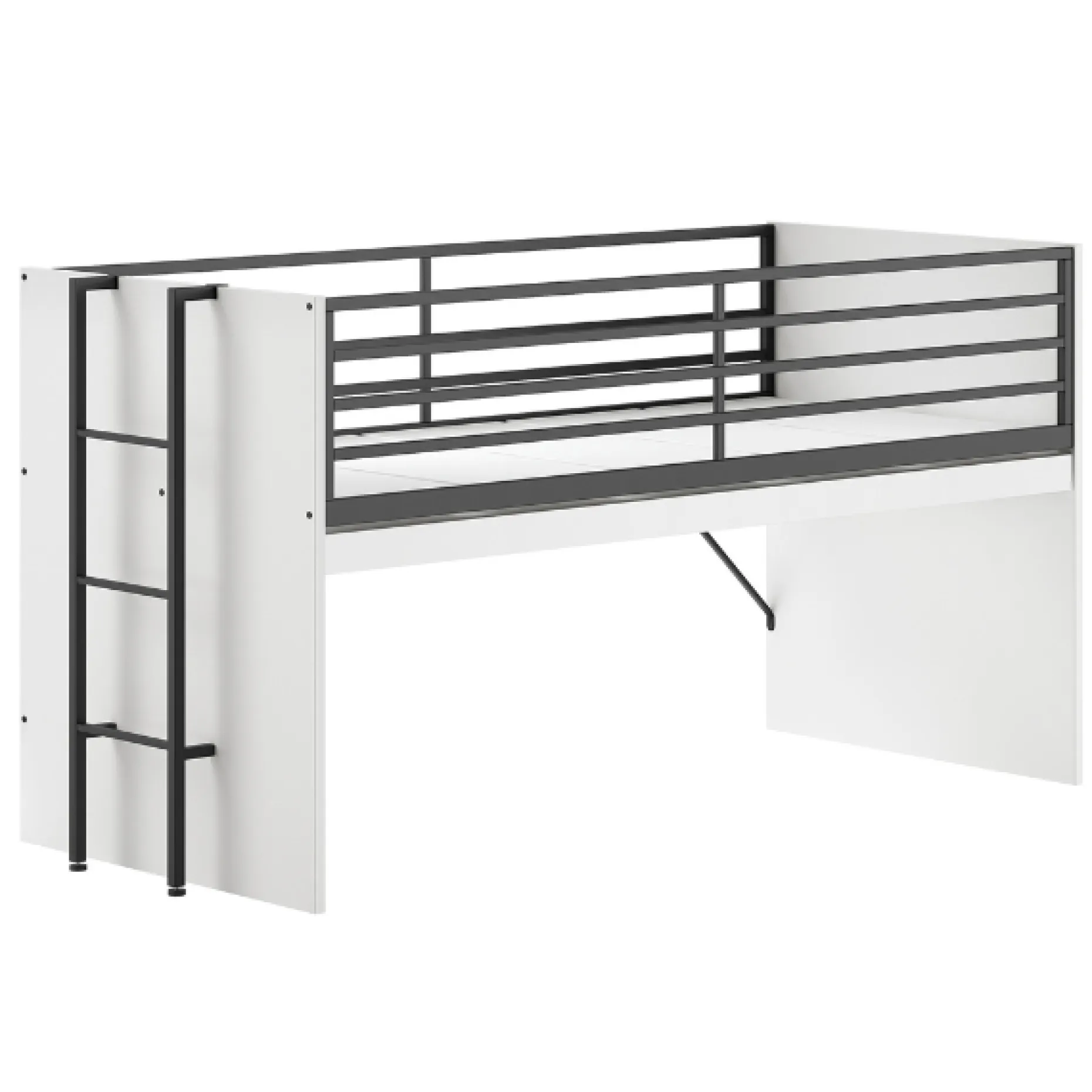 Sammie Halbhohes Bett 90x200cm - mit Schreibtisch - weiß