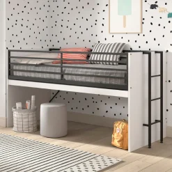 Sammie Halbhohes Bett 90x200cm - mit Schreibtisch - weiß