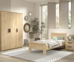 SammieJugendzimmer : Bett 90x200cm, Nachttisch, Kleiderschrank - Eiche Dekor