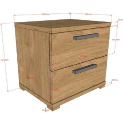 SammieJugendzimmer : Bett 90x200cm, Nachttisch, Kleiderschrank - Eiche Dekor