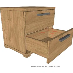 SammieJugendzimmer : Bett 90x200cm, Nachttisch, Kleiderschrank, Kommode - Eichendekor