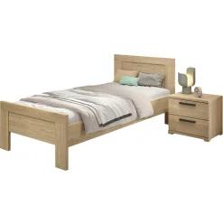 Sammie Jugendzimmer : Bett 90x200cm, Nachttisch - Eiche Dekor