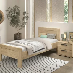 Sammie Jugendzimmer : Bett 90x200cm, Nachttisch - Eiche Dekor