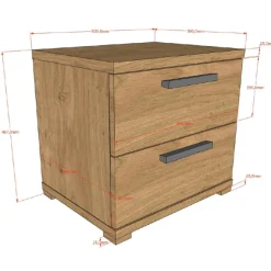 Kinder Vipack SammieJugendzimmer : Bett 90x200cm, Nachttisch, Kleiderschrank, Schreibtisch - Eichendekor