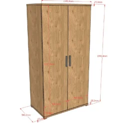 Sammie Kleiderschrank - 100x59x199cm - 2 Türen - Eiche Dekor