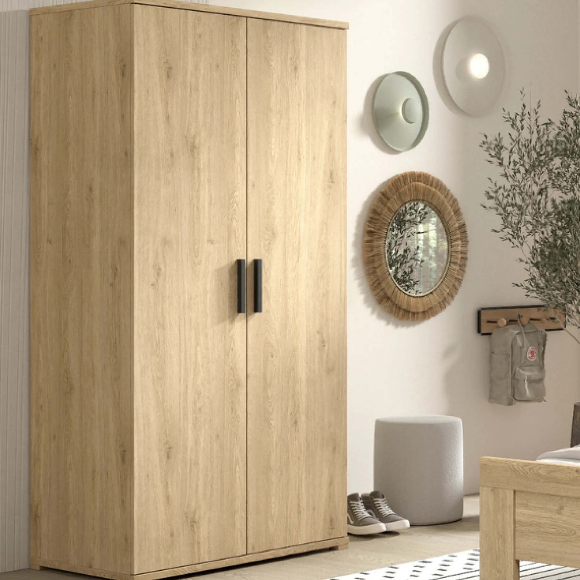 Sammie Kleiderschrank - 100x59x199cm - 2 Türen - Eiche Dekor