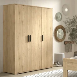 Sammie Kleiderschrank - 150x59x199cm - 3 Türen - Eiche Dekor