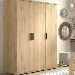 Sammie Kleiderschrank - 150x59x199cm - 3 Türen - Eiche Dekor