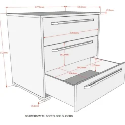 Kinder Vipack Sammie Kommode 68x43x61cm - 3 Schubladen - Eiche Decor