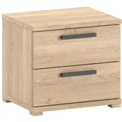 Sammie Nachttisch - 50x39x47cm - mit zwei Schubladen - Eiche Dekor