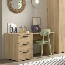 Kinder Vipack Sammie Schreibtisch - 140x65x74cm - mit drei Schubladen - Eiche Dekor