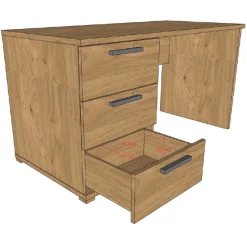 Kinder Vipack Sammie Schreibtisch - 140x65x74cm - mit drei Schubladen - Eiche Dekor