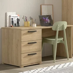 Kinder Vipack Sammie Schreibtisch - 140x65x74cm - mit drei Schubladen - Eiche Dekor